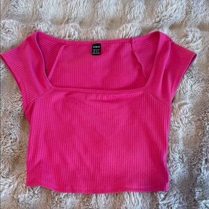 SHEIN Women's Pink Ribbed Top